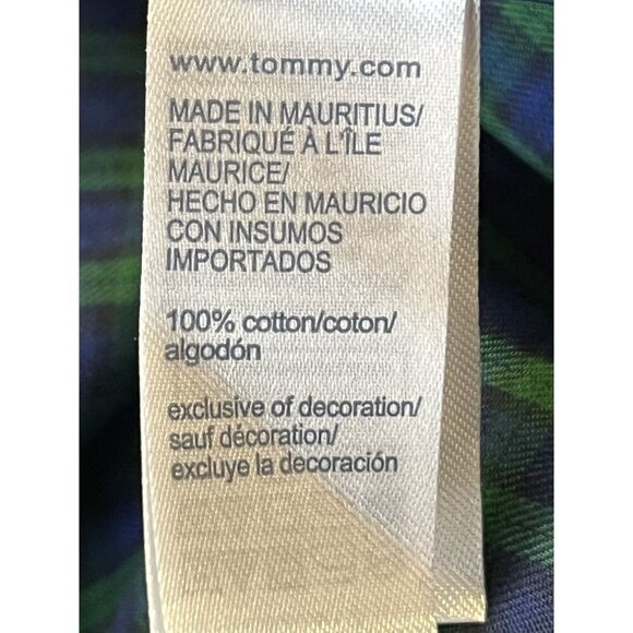 Tommy Hilfiger Mens Classic Fit Green & Blue Plaid Button-Up Shirt XXL New - Picture 8 of 9